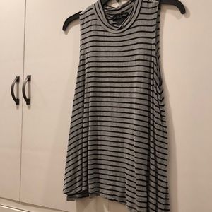 Grey and black stripped collar shirt